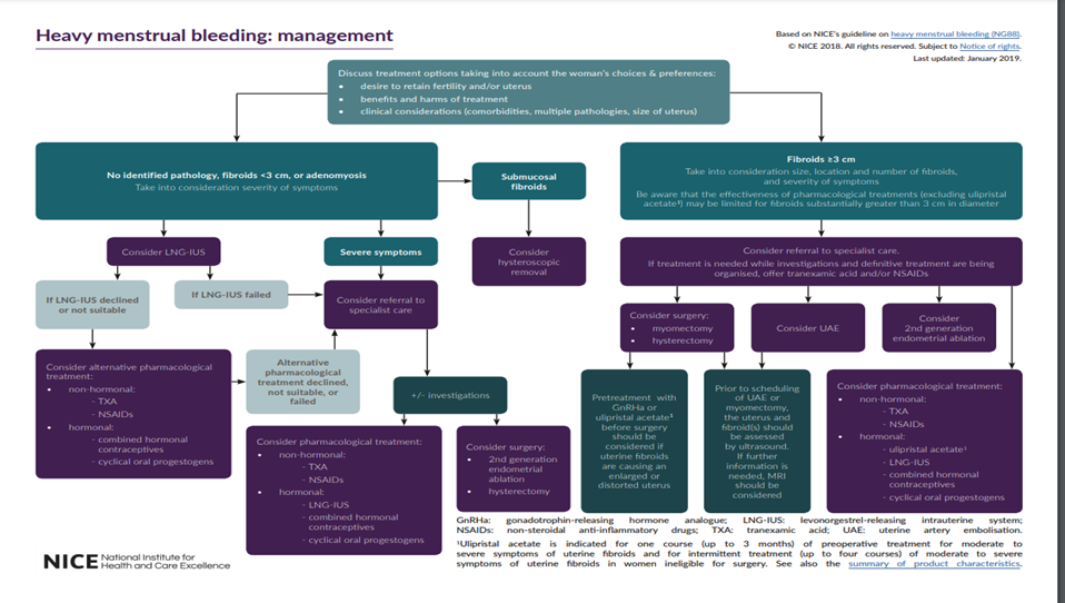 Heavy menstrual bleeding chart