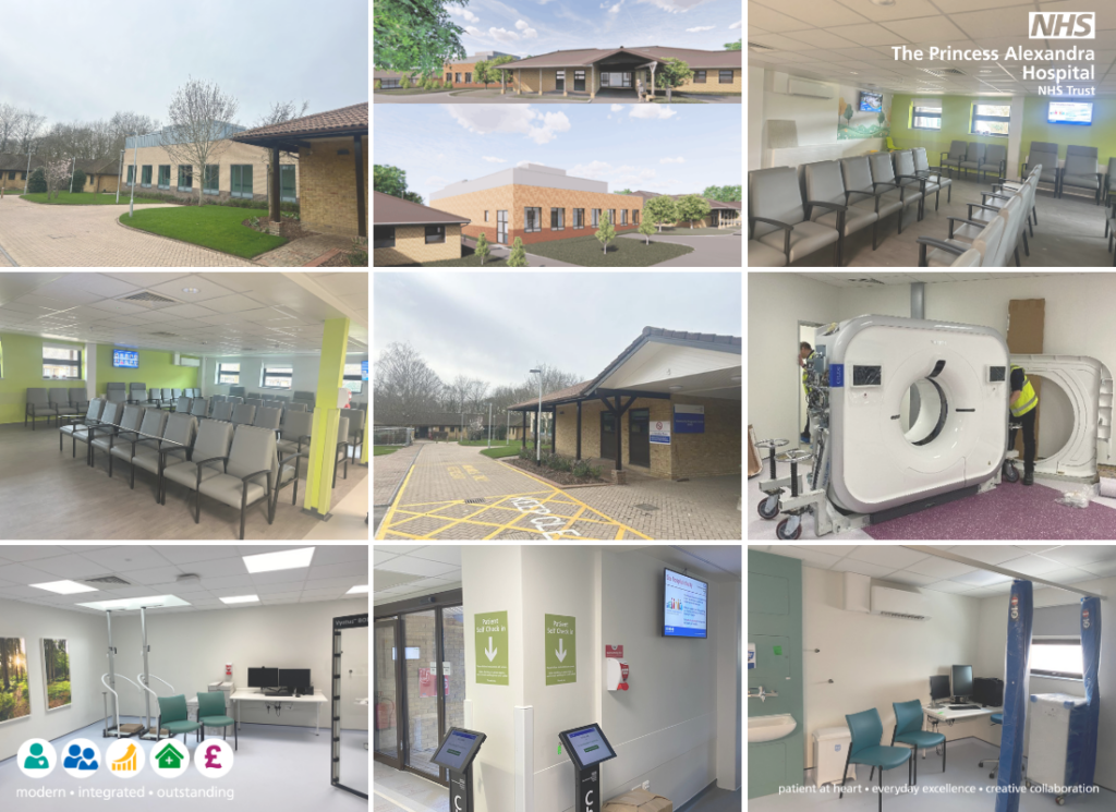 A collage of photos of the CDC before opening, including the artist’s impression. 