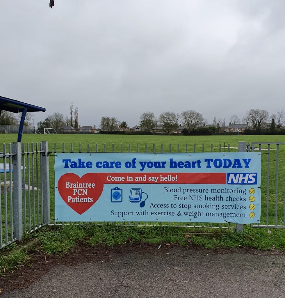 Healthy Heart event sign promoting the event