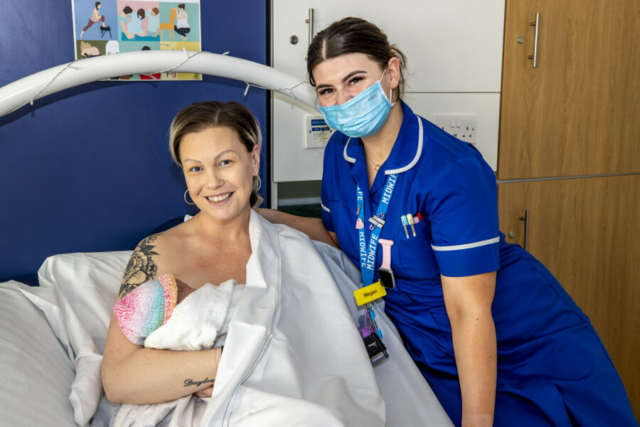 Midwife with new mum
