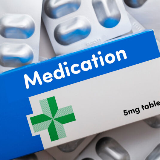 Tablet box saying Medicines, 5mg tablets