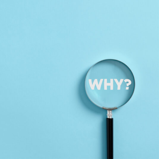 magnifying glass and the word why