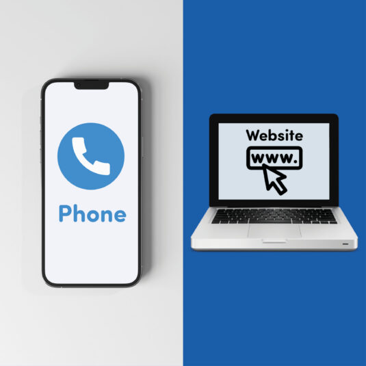 split image of mobile phone and laptop