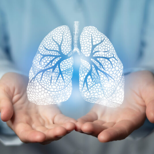 Illustration of healthy lungs and respiratory health.