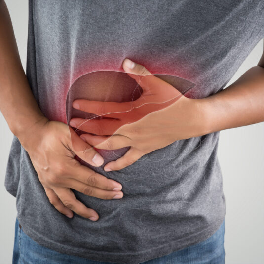 Illustration of liver pain or liver disease.