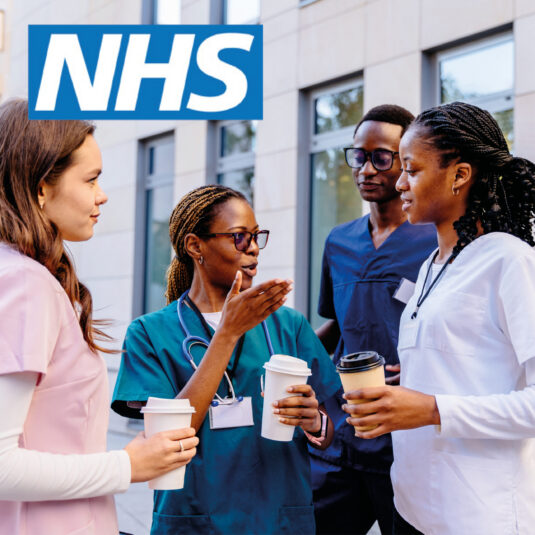 NHS healthcare workers talking