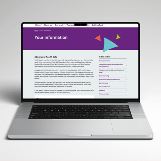 A laptop displaying a “Your information” health data webpage.