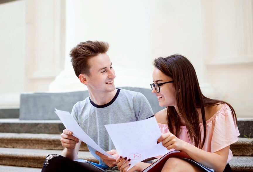 A-level or GCSE students check results